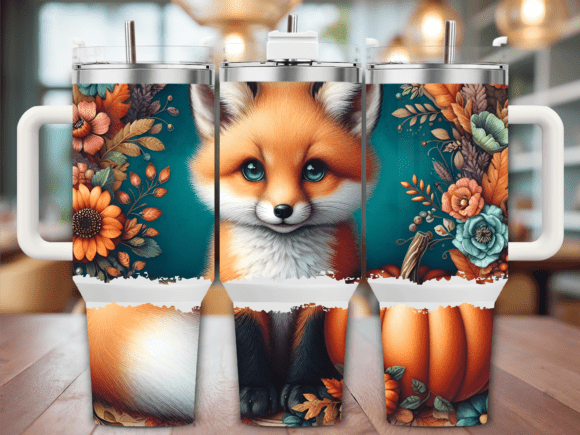 Autumn Pumpkin Fox 40oz Tumbler Wrap