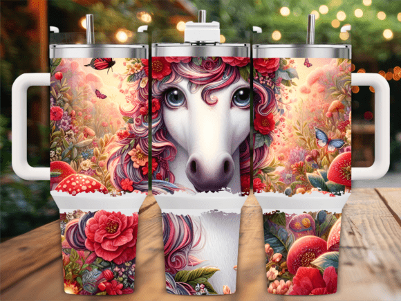 Autumn Unicorn Flowers 40oz Tumbler Wrap