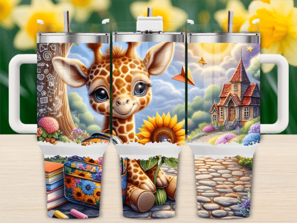 Baby Giraffe Going School 40oz Tumbler