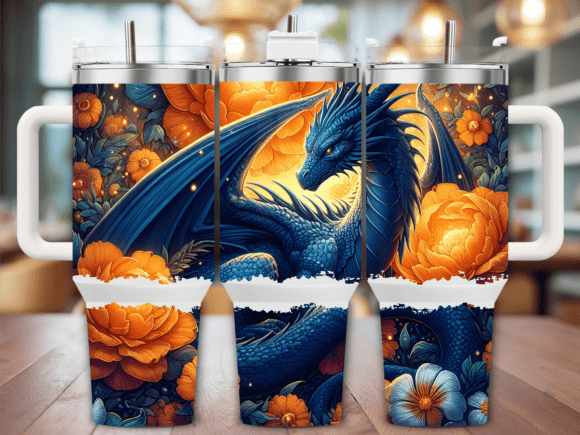 Blue Dragon Orange Flowers 40oz Tumbler