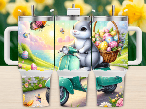 Bunny Scooter Easter Eggs 40oz Tumbler