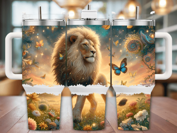 Butterfly Fantasy Lion Tumbler Wrap