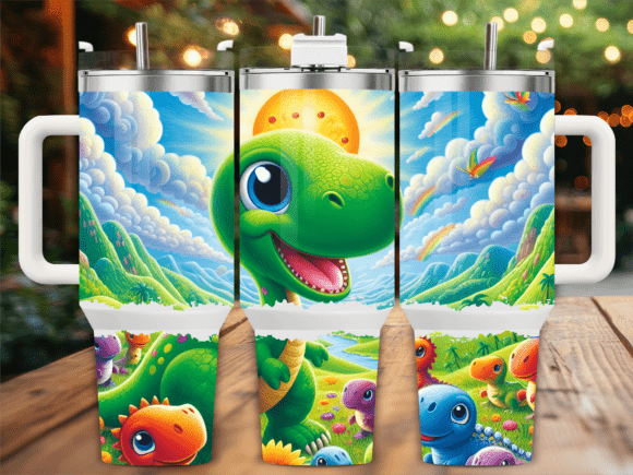 Cartoon Dinosaur Landscape 40oz Tumbler