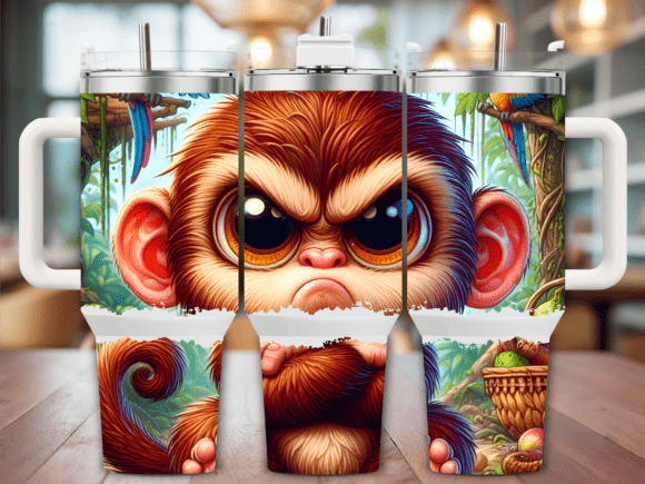 Cartoon Monkey Jungle 40oz Tumbler Wrap