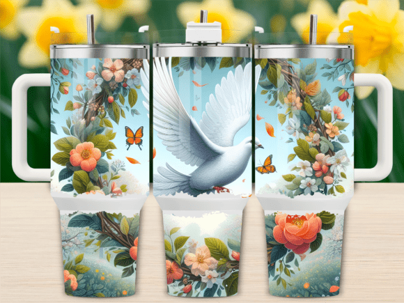 Christmas Dove Fireplace 40oz Tumbler