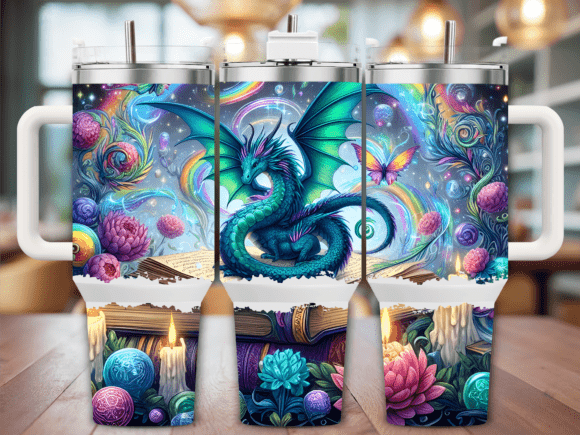 Colorful Dragon and Books 40oz Tumbler