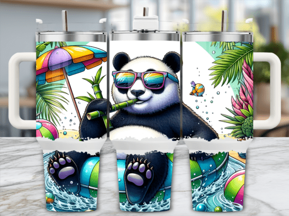 Cool Summer Panda 40oz Tumbler Wrap