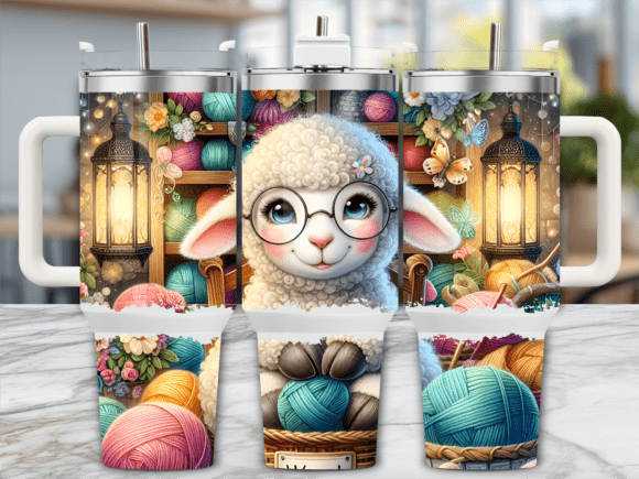 Cozy Knitting Lamb Yarn 40oz Tumbler