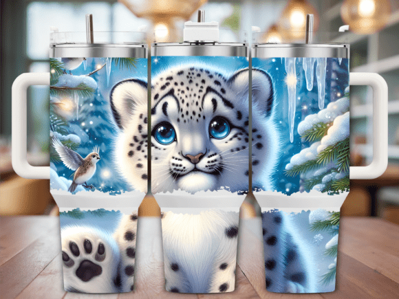 Cute Baby Snow Leopard Winter Tumbler