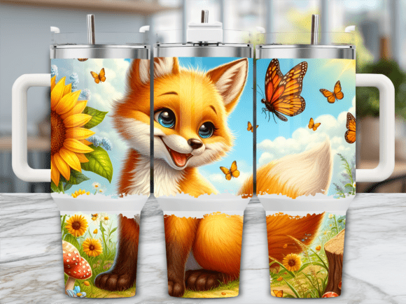 Cute Fox in Sunflowers Tumbler Wrap