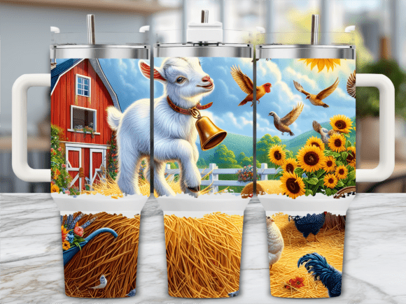 Cute Goat on a Farm 40oz Tumbler Wrap
