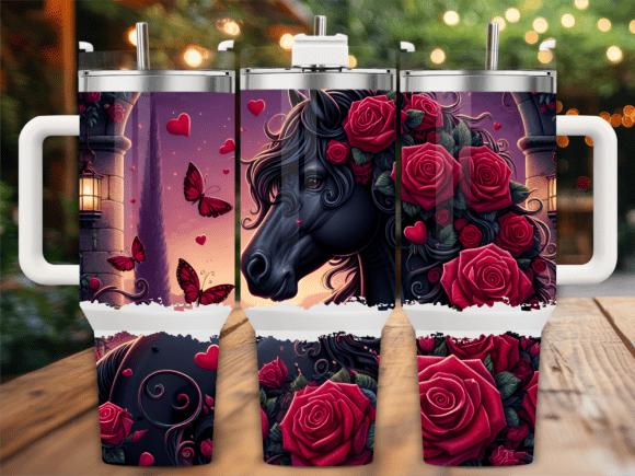 Dark Horse with Roses 40oz Tumbler Wrap