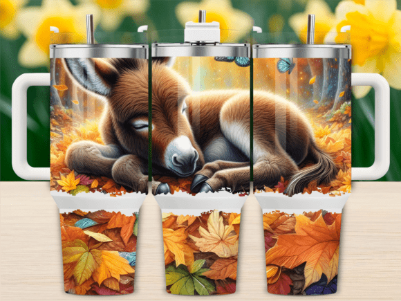Donkey Autumn Leaves 40oz Tumbler Wrap