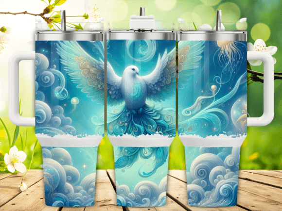 Dove in Spring Flowers 40oz Tumbler Wrap