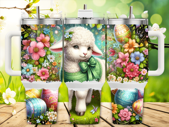 Easter Lamb Eggs Flowers 40oz Tumbler