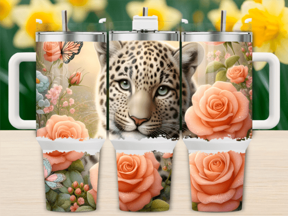 Floral Baby Leopard Roses 40oz Tumbler