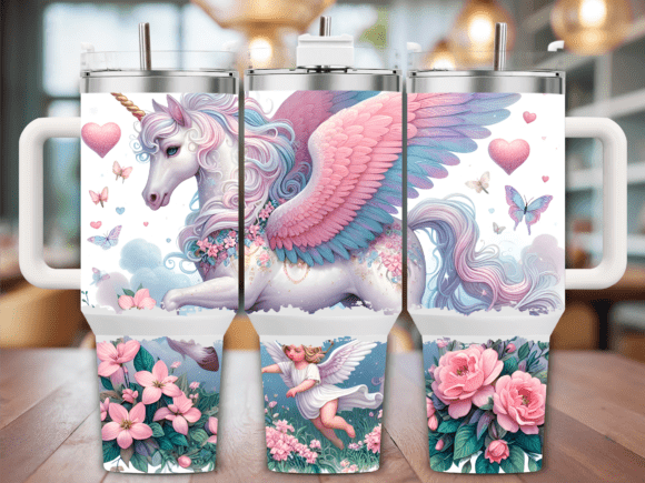 Flying Unicorn Pink Wings 40oz Tumbler