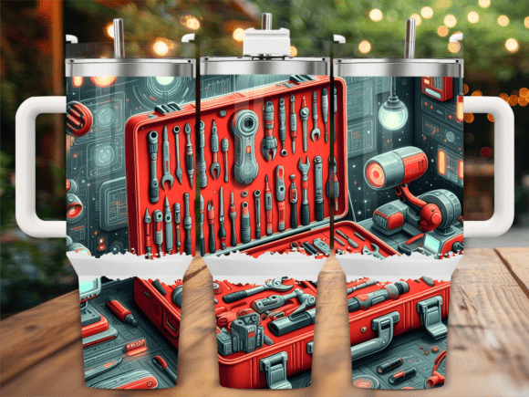 Futuristic Red Tool Set Kit 40oz Tumbler