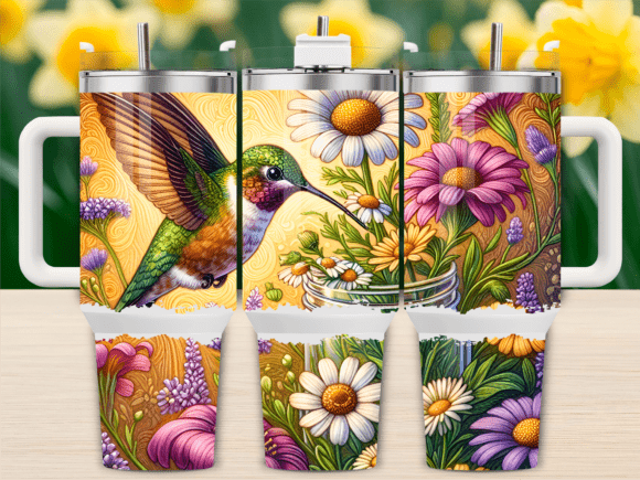 Garden Hummingbird Scene 40oz Tumbler