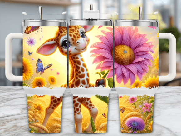 Giraffe in Wildflowers 40oz Tumbler Wrap