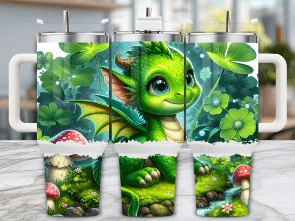 Green Dragon Clover 40oz Tumbler Wrap