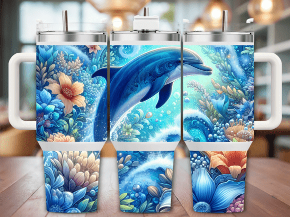 Happy Dolphin Ocean Life 40oz Tumbler