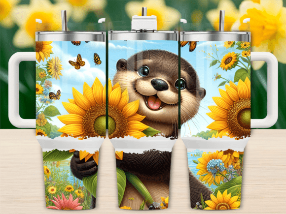 Happy Otter Sunflower 40oz Tumbler Wrap