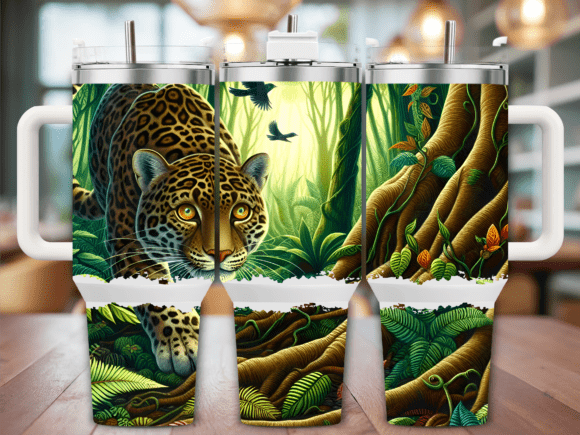 Leopard Hunting Scene 40oz Tumbler Wrap