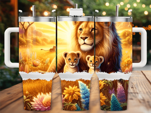 Lion Family Golden Safari 40oz Tumbler