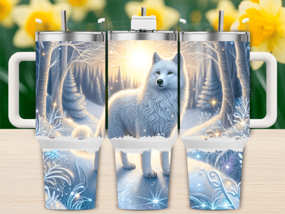 Majestic Arctic Wolf Winter 40oz Tumbler