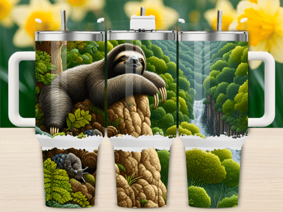 Mountain Sloth Jungle Scene 40oz Tumbler