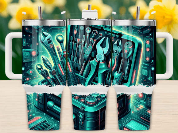 Neon Sci-Fi Tools Set 40oz Tumbler Wrap