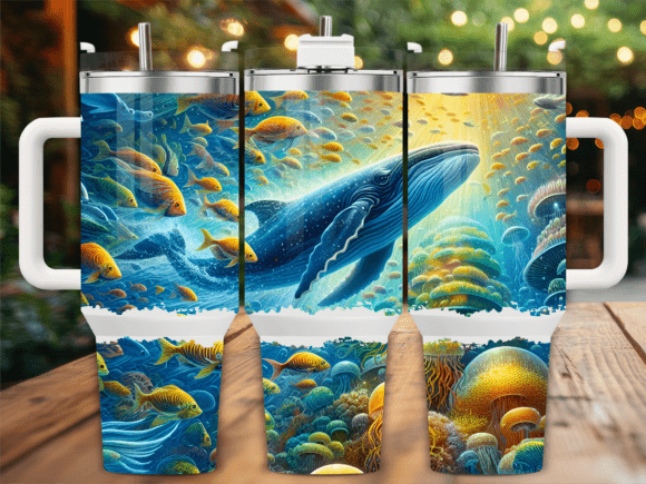 Ocean Whale Sunset Waves 40oz Tumbler