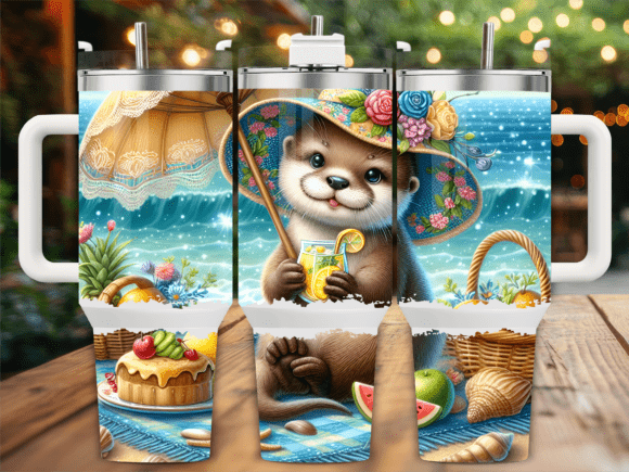 Otter Beach Summer 40oz Tumbler Wrap