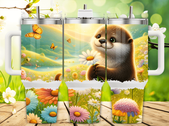 Otter Flower Meadow 40oz Tumbler Wrap