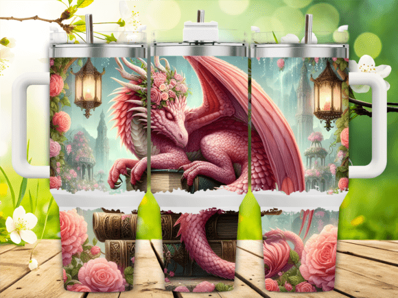 Pink Dragon in a Garden 40oz Tumbler