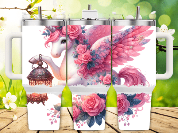 Pink Rose Unicorn Cupcake 40oz Tumbler
