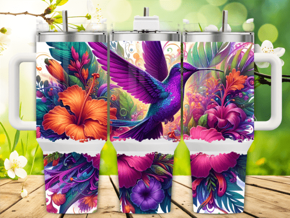 Purple Hummingbird Fantasy 40oz Tumbler