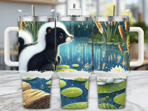 Skunk Water Lilies Pond Tumbler Wrap