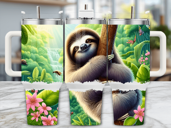 Smiling Sloth Floral Jungle 40oz Tumbler