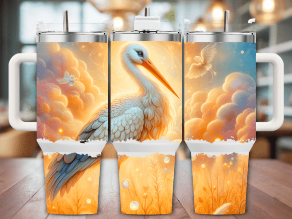Sunset Heron with Clouds 40oz Tumbler