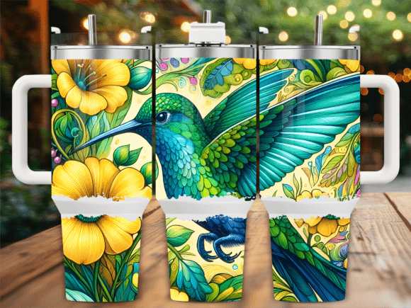 Tropical Hummingbird Flower 40oz Tumbler