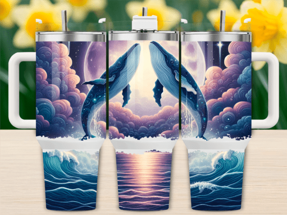 Whale Sunset Reflection Art 40oz Tumbler