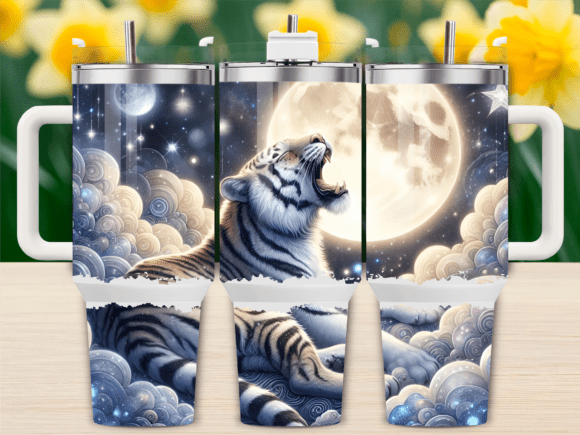 White Tiger Howling 40oz Tumbler Wrap