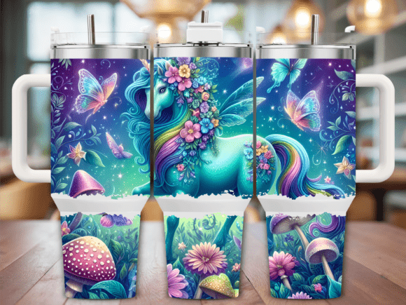 White Unicorn with Roses 40oz Tumbler